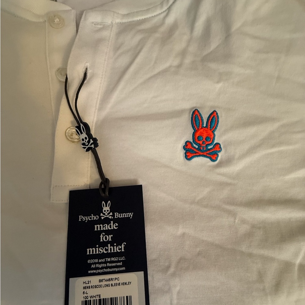 Psycho Bunny White Polo with Orange and Blue Logo